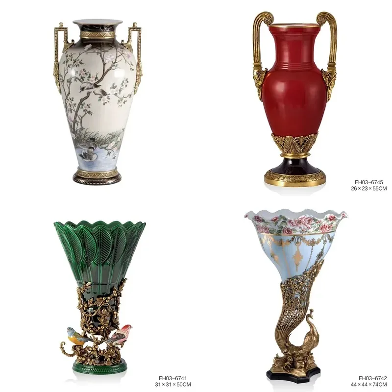 Modern Large Vertical Ceramic Floor Vase European Style Resin Desktop Decor Multiple Colors ROHS Compliant Home Decoration