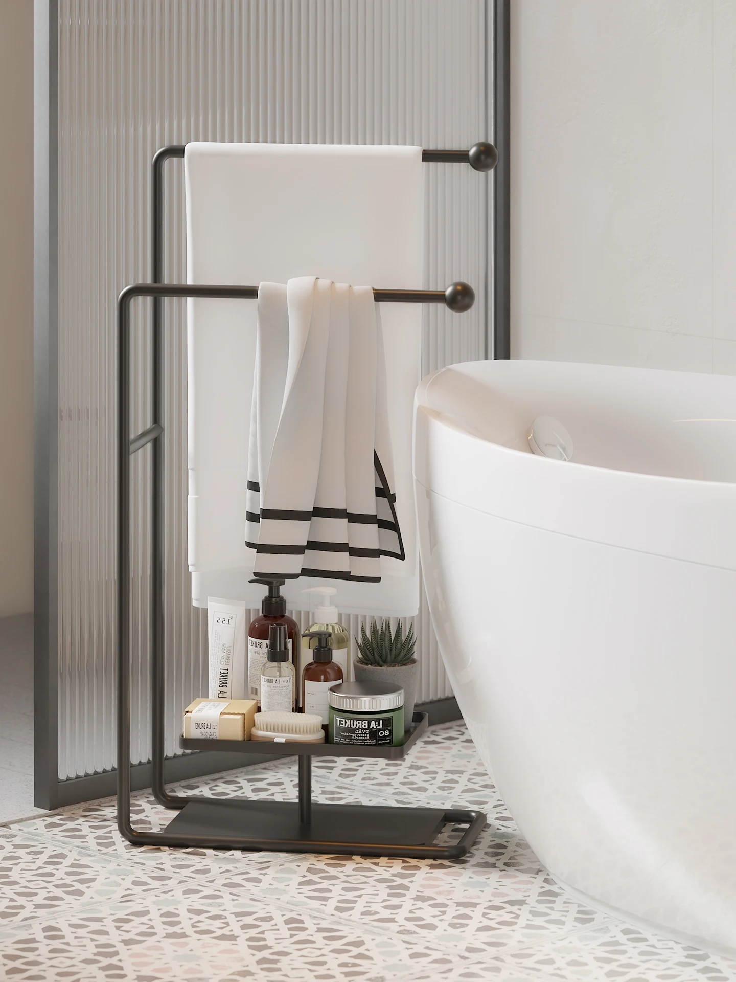 

Premium bathroom rack, bathroom towel rack, floor towel rack, integrated bathtub, vertical clothes rack.