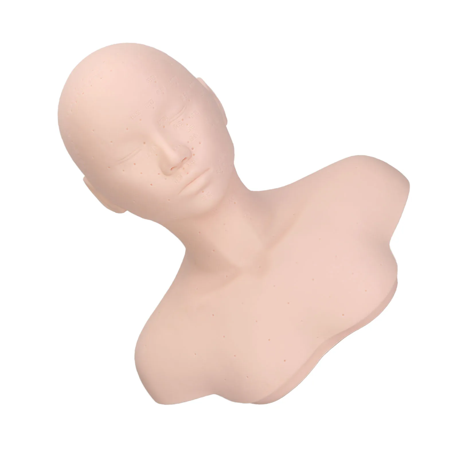 Practice Training Mannequin Head Multifunctional Mannequin Head Acupuncture Points Excellent Elasticity for Massage Training