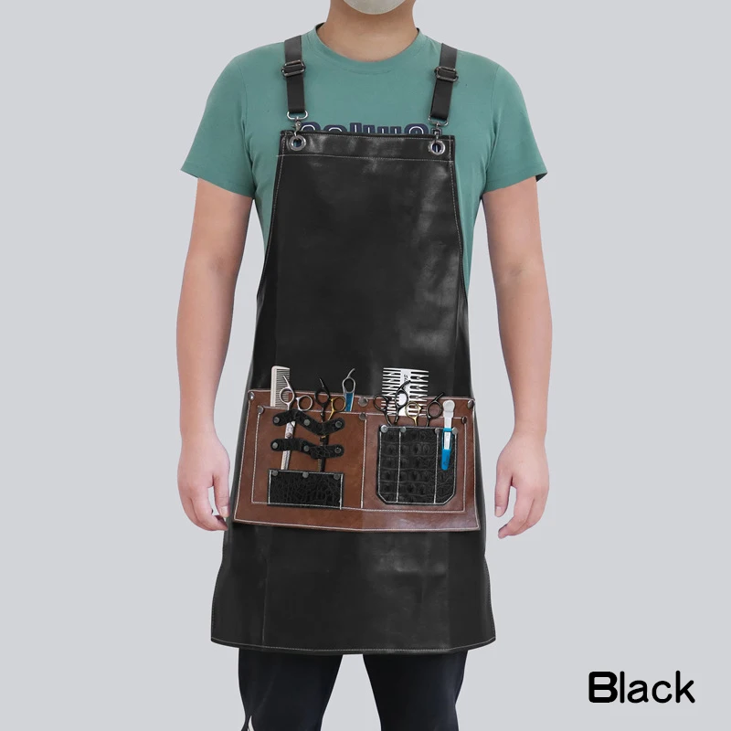 pu leather apron custom logo work clothes waterproof anti-fouling woodworking auto repair shop overalls durable large pocket siz