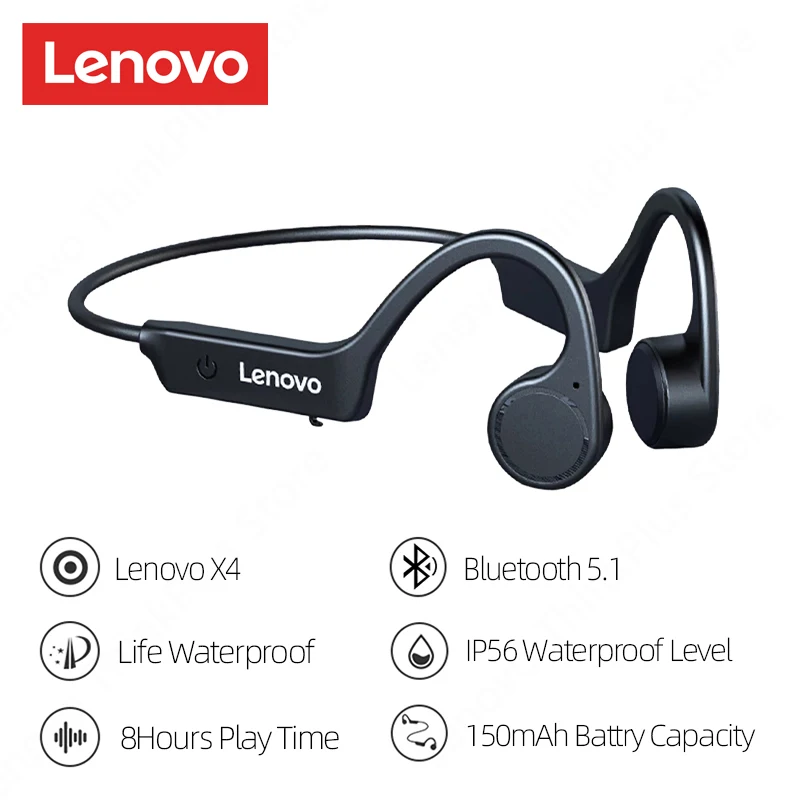 Lenovo Knochenleitungs-Kopfhörer X4 X3 Pro Bluetooth Hifi Ohrbügel-Funkkopfhörer mit Mikrofon Knochenleitungs-Wasserdichte Ohrhörer 3