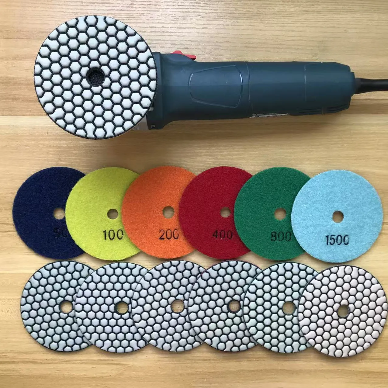 4-calowy 100mm 1/3/6/7 szt. Suchy Pad Polerski Typ Ostry Elastyczny Diamentowy Pad Polerski Do Granitu Marmuru Kamienia Krążek Szlifierski — 2