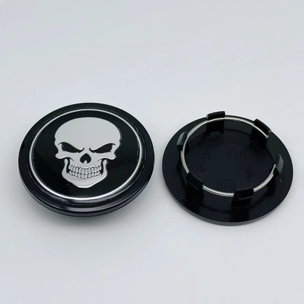 4pcs 65mm (48mm I.D) Car Wheel Center Caps With Skull Logo Badge Accessories for Porsche Wheels Hub Lid Rim Hubcap Cover Replace view 4