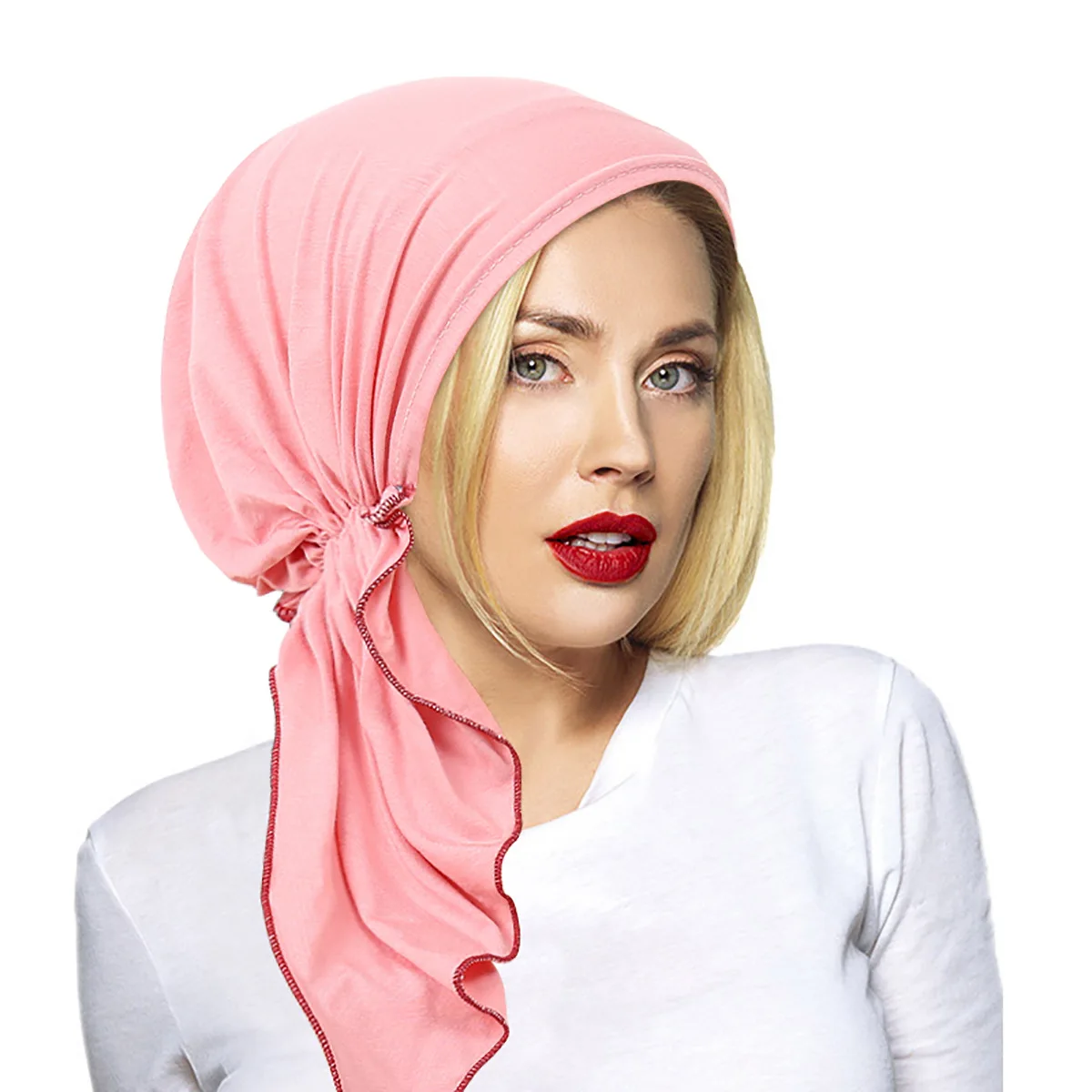 Nuove donne Stretch cappello Pre-legato Hijab musulmano Turbante bandane fascia chemio Cap Beanie Bonnet perdita di capelli Wrap sciarpa Turbante Mujer