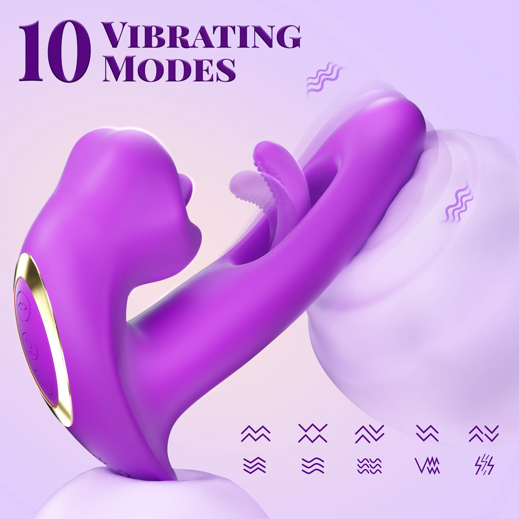 2 in 1 Realistic Lips Clitoris Vibrator for Woman G Spot Sex Toy with 10 Flapping Vibrating and Licking Tongue Modes Masturbator