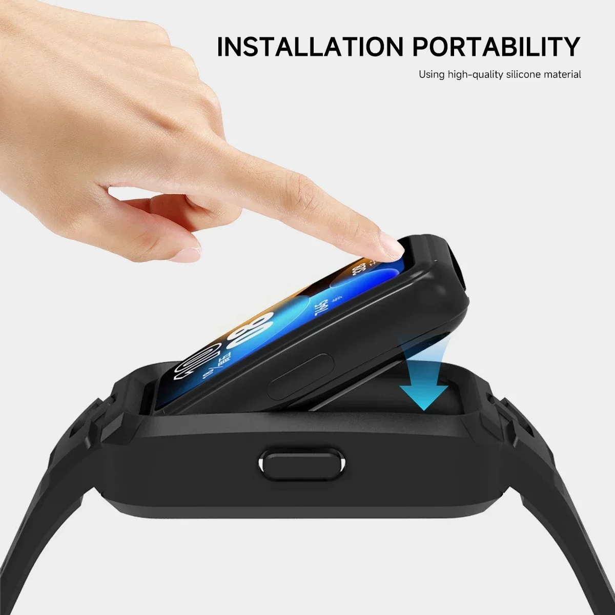 Coque en silicone + Bracelet pour Huawei Band 9 8 7 6, Bracelet de remplacement pour montre intelligente, sangles de pare-chocs respirantes pour Huawei Band9