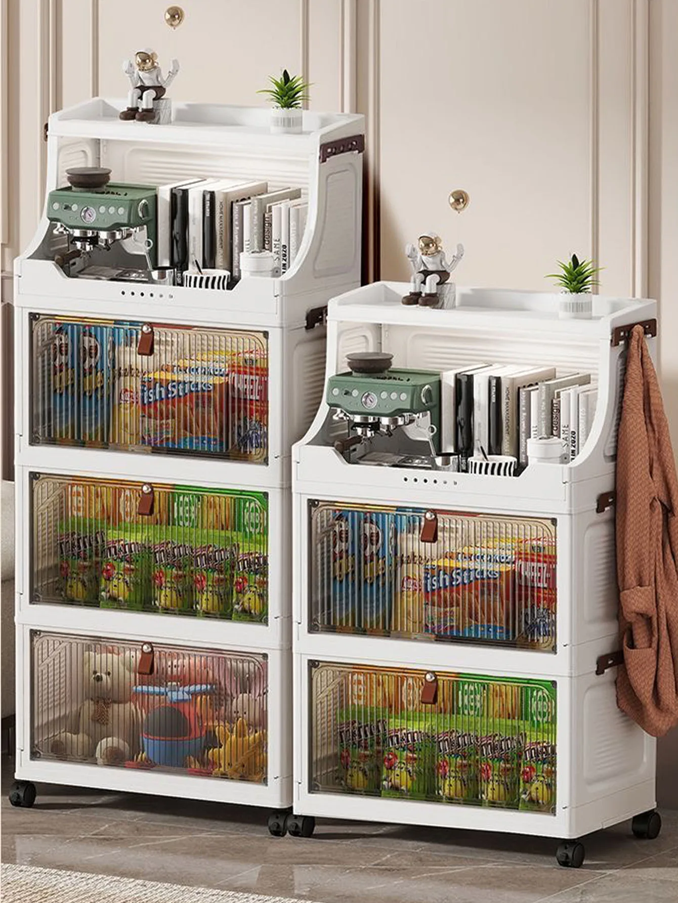Faltbarer, einfach zu montierender, mehrschichtiger Kunststoff-Aufbewahrungsschrank, Spielzeug-Organizer für Küche, Wohnzimmer, Schlafzimmer, Bücherregal, Spielzeugschrank