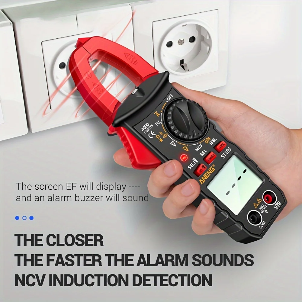 ST180 digital clamp ammeter kit, including measuring pen. 4000 counts, equipped with buzzer, high-precision multimeter