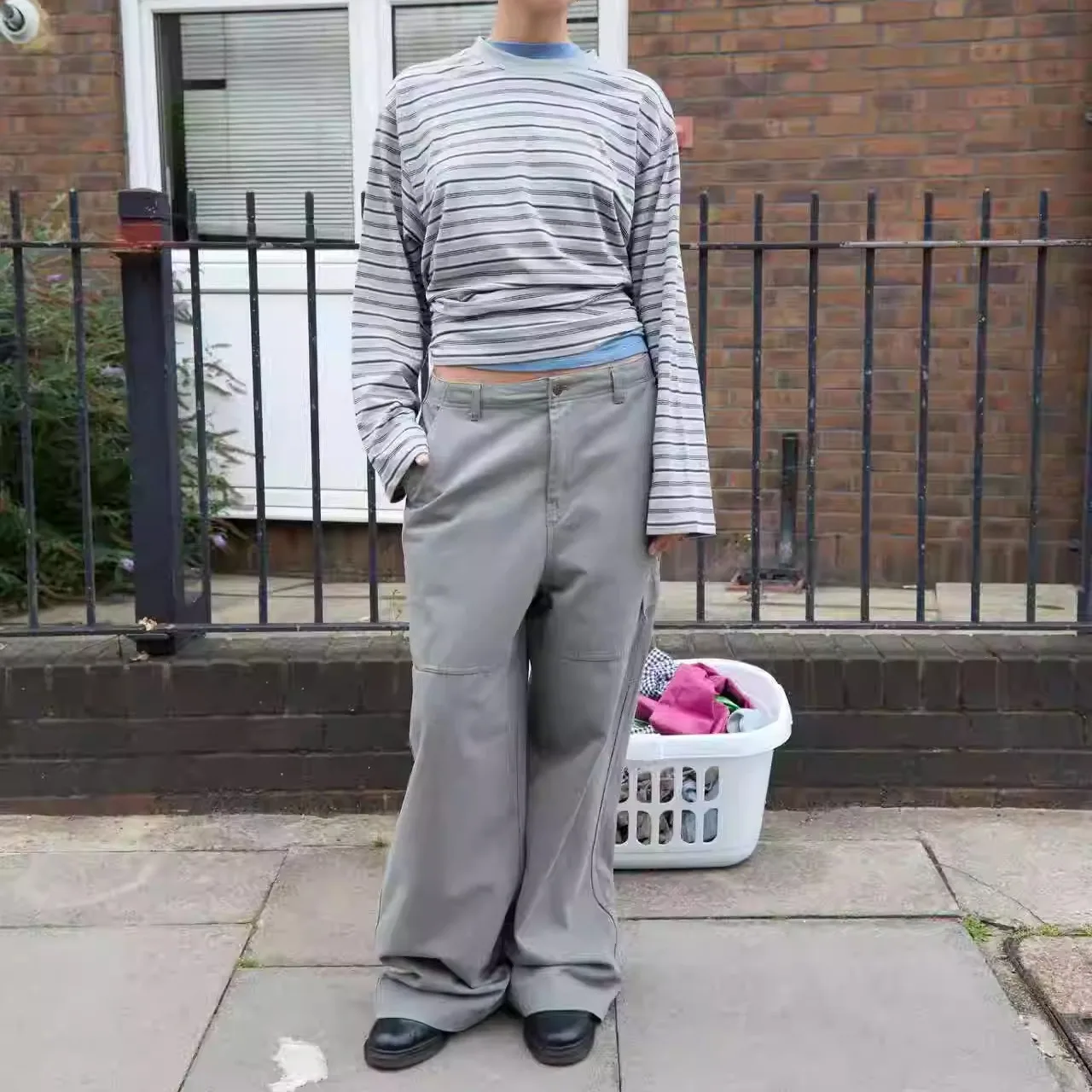 Pantaloni lunghi larghi da lavoro casual con vita regolabile Pantaloni stagionali autunnali da donna classici bassi personalizzati Dstring