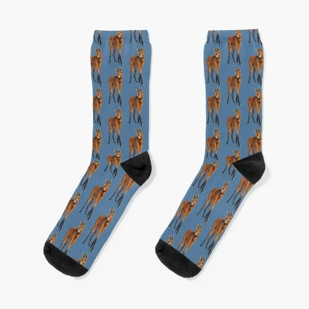 

M is for Maned wolf Socks christmas stocking hockey floor Christmas Men's Socks Women's