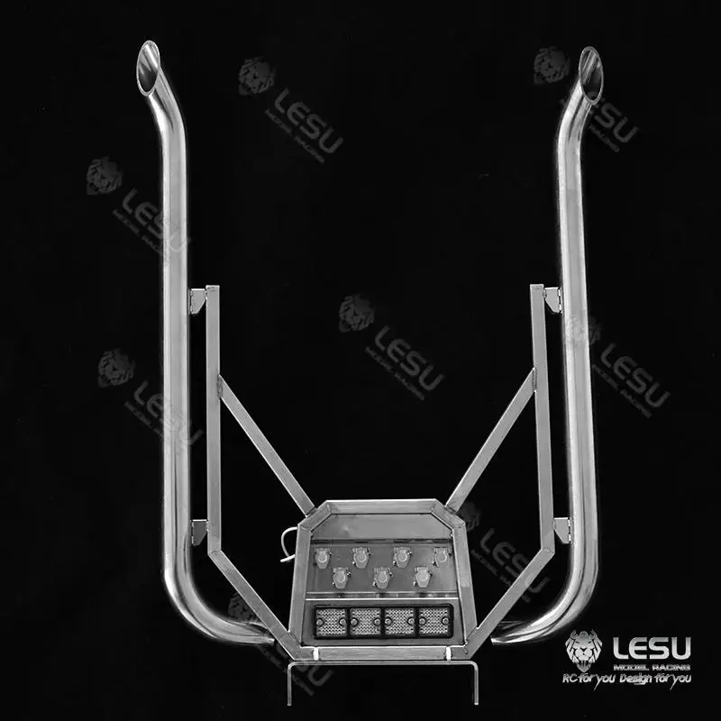 Exhaust pipe LESU 1/14 truck Tamiya tractor truck model toy FH16 exhaust double chimney with lighting wire rack set through hole