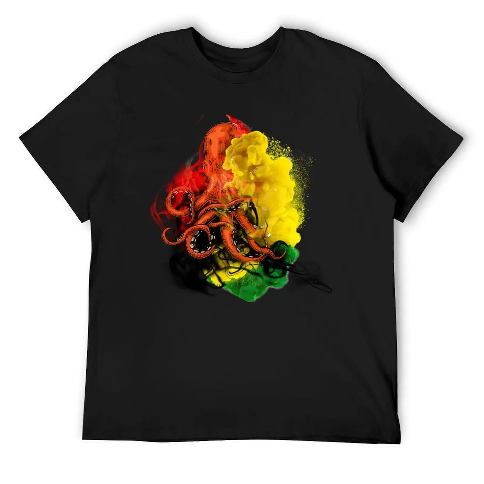 

Reggae Octopus Inked T-Shirt summer clothes vintage graphic tee street wear plain black t shirts men