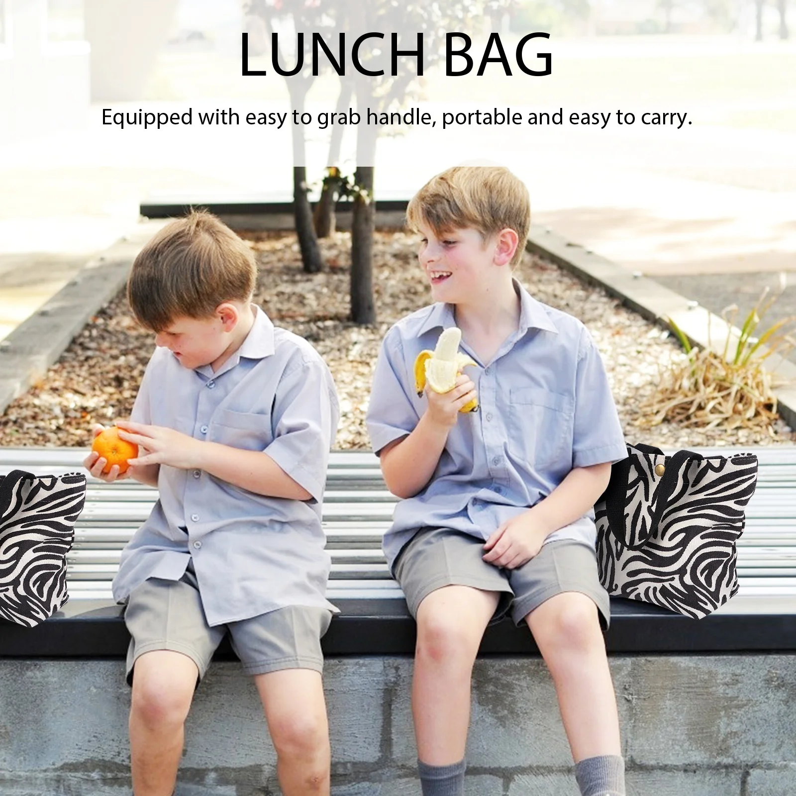 

Corduroy Bento Bag Lovely Printed Design Portable Lunch Box Tote with Handle for Party Gift and Personal Collection Bento