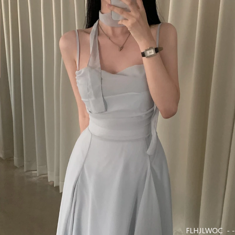 Chic วันที่สาว SHEER ชุดวันหยุดเจ้าสาวภาษาฝรั่งเศสคําสไตล์สาวน่ารัก LACE-Up Bow Tie ไม่สมมาตร Hem ชุดผู้หญิง vestidos