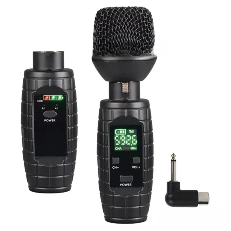 Dedicated wired to wireless microphone, microphone grenade system, capacitive dynamic microphone, supports 48V power supply,