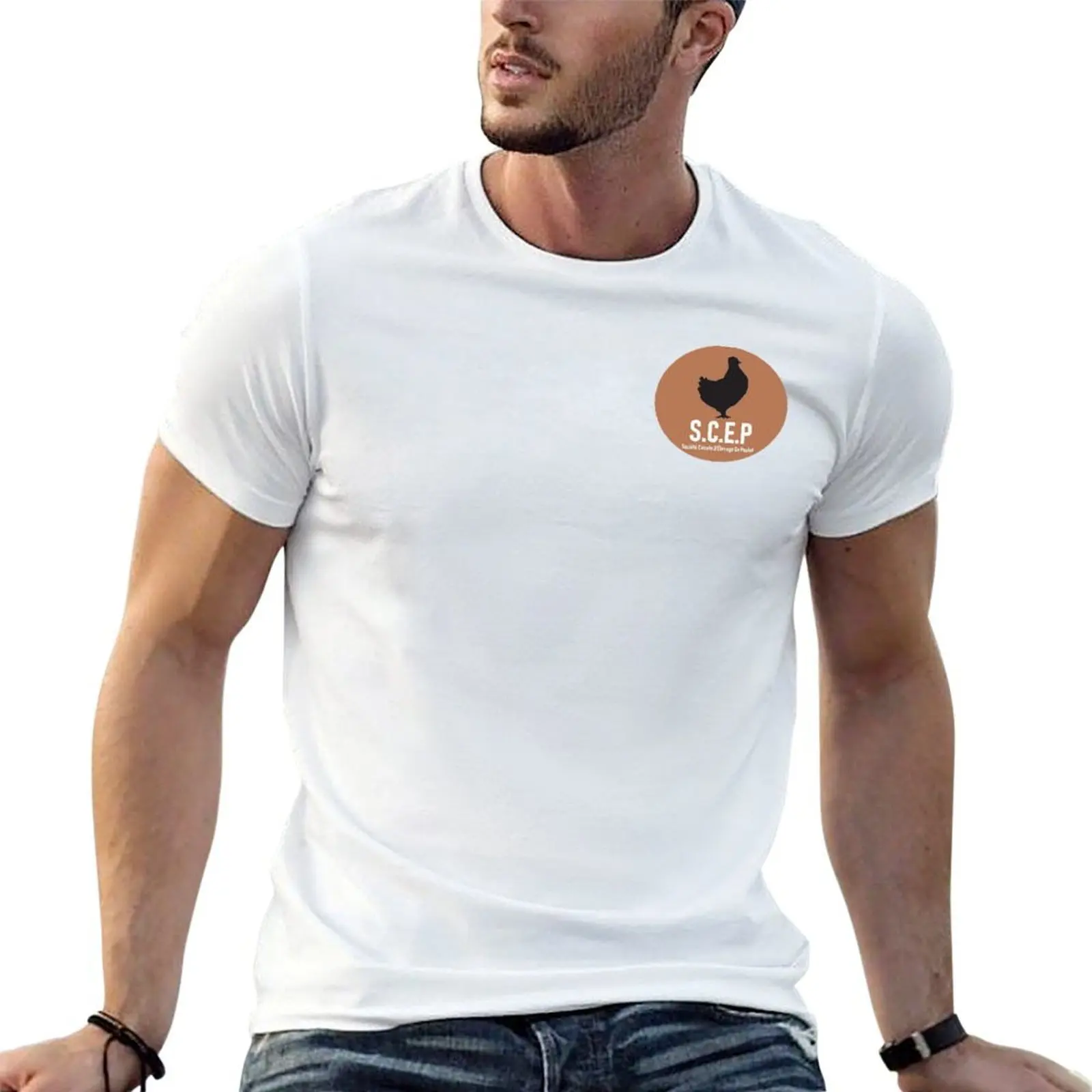 OSS 117: CEP LOGO Cairote Society of Chicken Farming Heart تي شيرت أنيمي التي شيرت تي شيرت للرجل جرافيك تي شيرت