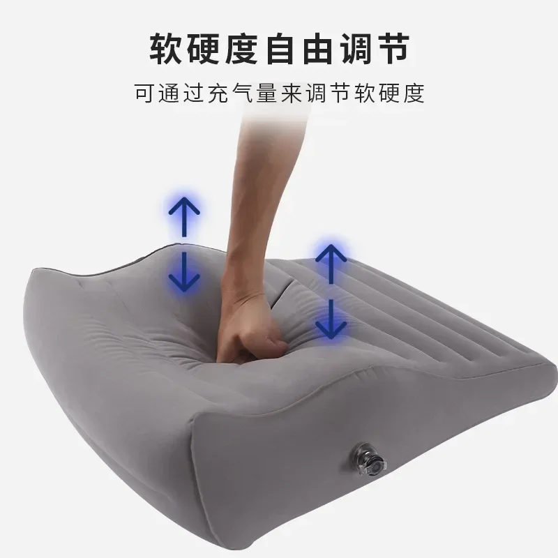 Inflatable Travel Wedge Pillow Lumbar Body Support Leg Rest Cushion Flocking PVC Air Cushion for Supportive Comfort