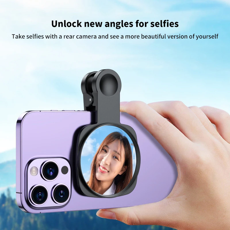 Smartphone Camera Mirror Reflection Clip Kit Portable Mobile Phone Camera Mirror Clip With Storage Bag Phone Rear Selfie Mirror