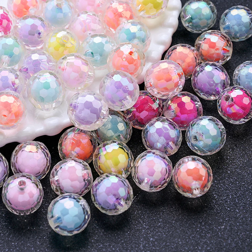 10 Stück 16mm bunte AB-beschichtete Acryl-Facettenperlen, transparente Disco-Ball-Abstandsperlen für DIY-Bastelarbeiten und Schmuckherstellung – Detail 4