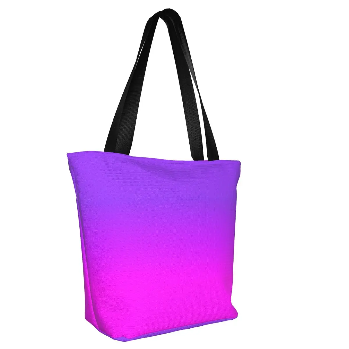 Ombre Print Shopper Bag Neon Purple and Pink Kawaii Handbags Polyester Work Tote Bag Women Print Beach Bag