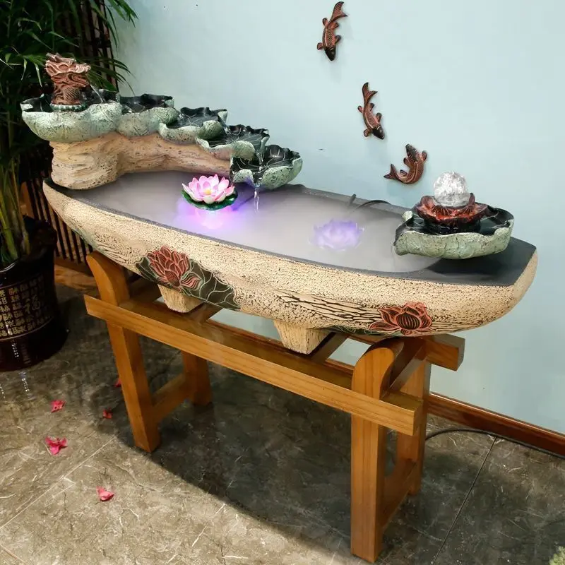 Opening gift rockery, flowing water, fountain decoration, floor to floor water feature, wealth attraction, living room,