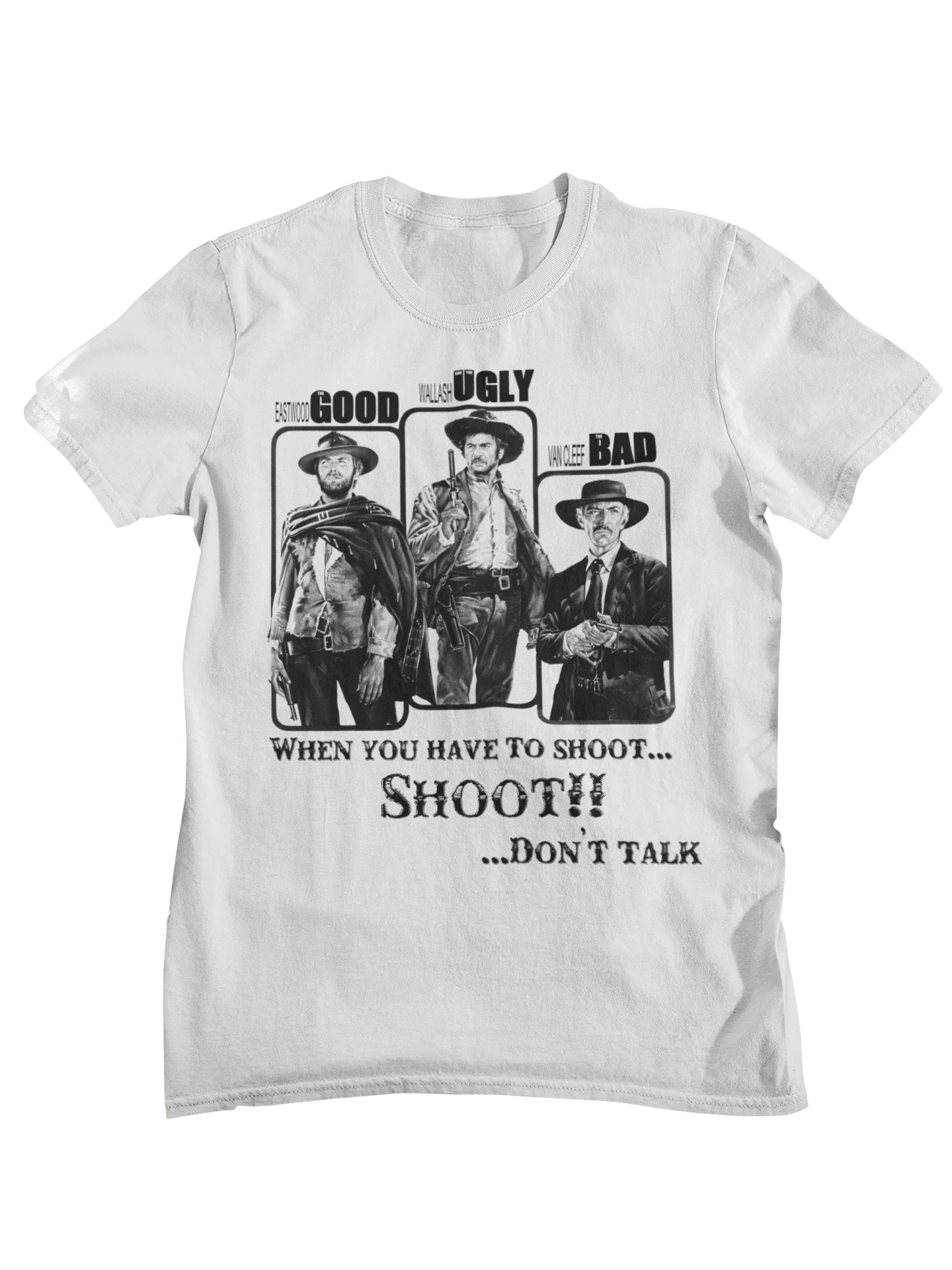 The Good Bad Ugly Movie T-Shirt Men Clint Eastwood Inspired Graphic Tee Casual Short Sleeve Cotton O-Neck Streetwear