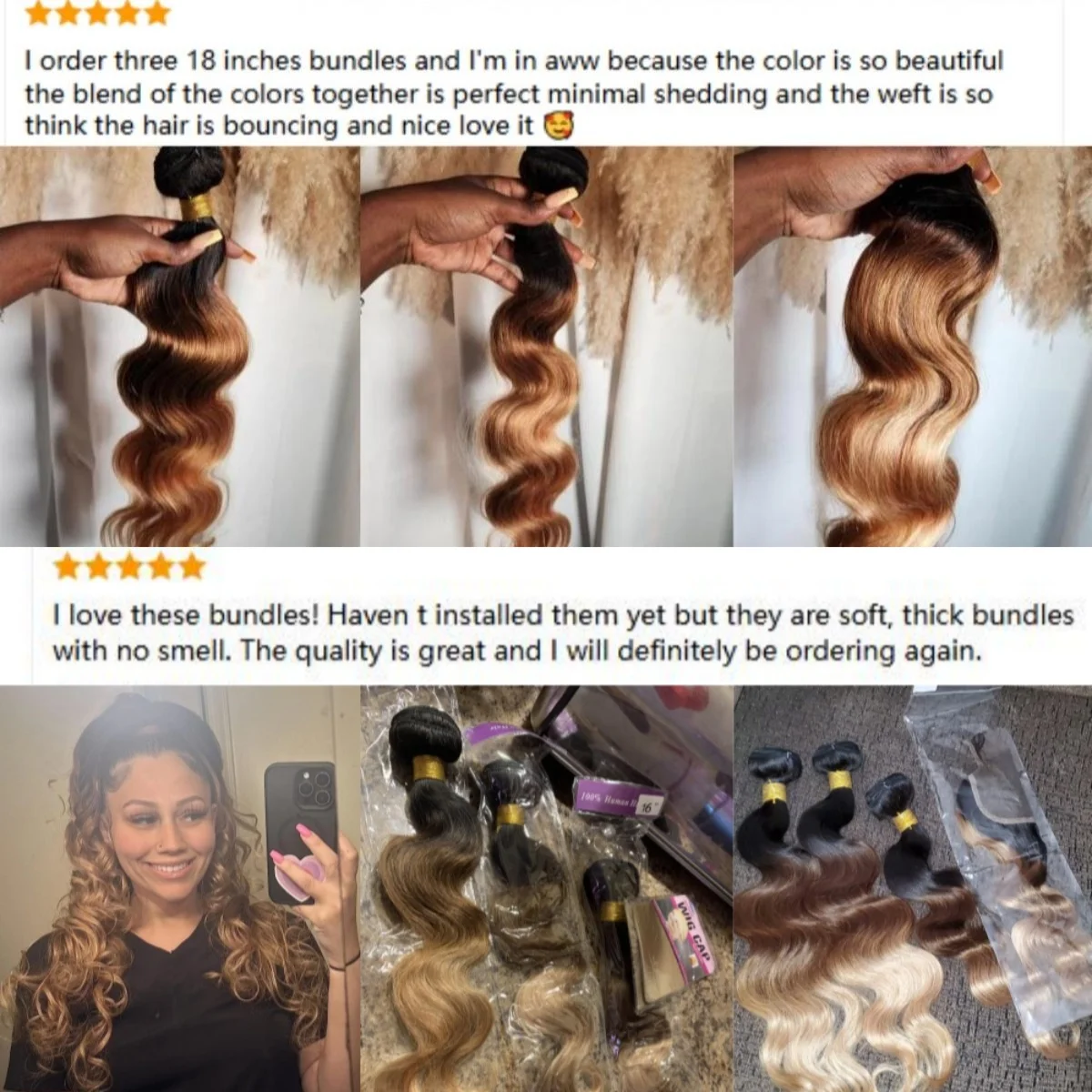 Ombre Color Body Wave Human Hair Bundles with closure Brazilian  human hair 1b/4/27 Hair Weave Bundles human Hair Extension