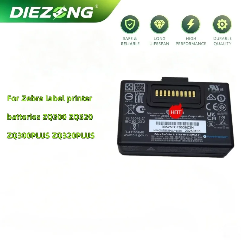 Replacement Battery for Zebra ZQ300 ZQ320 ZQ300 Plus ZQ320 Plus, Part Number BTRY-MPM-22MA1-01, Portable Label Printer Battery