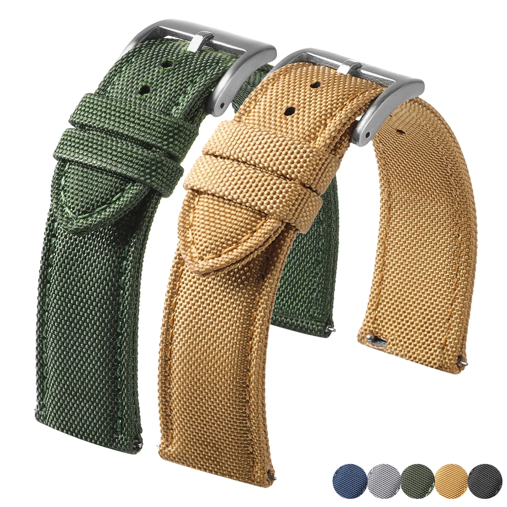 Waterproof Sailcloth Watch Strap Two-Sided Nylon Watchband 20mm 22mm Universal Belt for Men Women Sport Quick Release Wrist Band