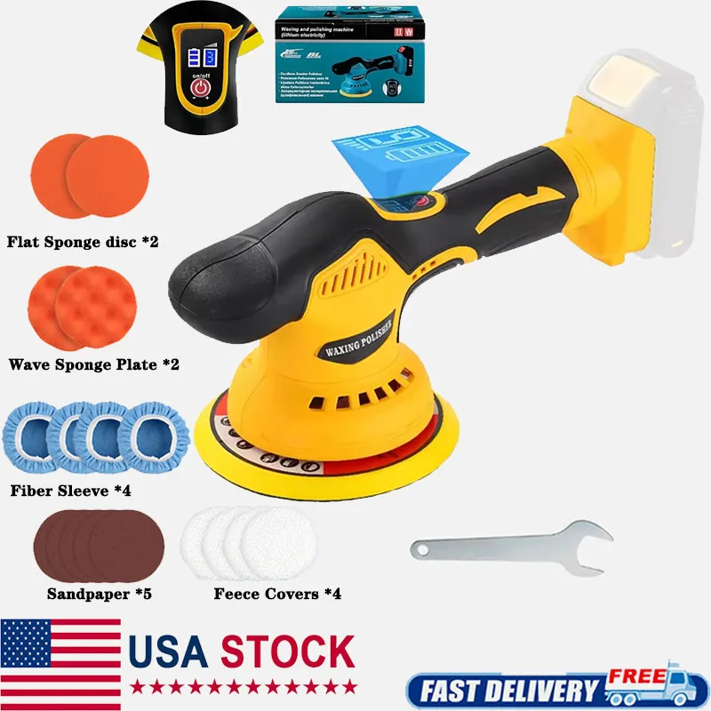 Cordless Car Buffer Polisher Compatible for Dewalt 20V Battery(Without Battery) Car Buffer Polishers with 6 Variable Speed Up to 5500RPM, for Car Detailing/Polishing/Waxing(Battery Not Included)