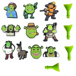 Hot 14Pcs Shrek and Shrek Ears Shoe Charms Set Crocs beautiful Accessories Clogs Sandals Garden Shoe Funny Jibz for boys Gifts