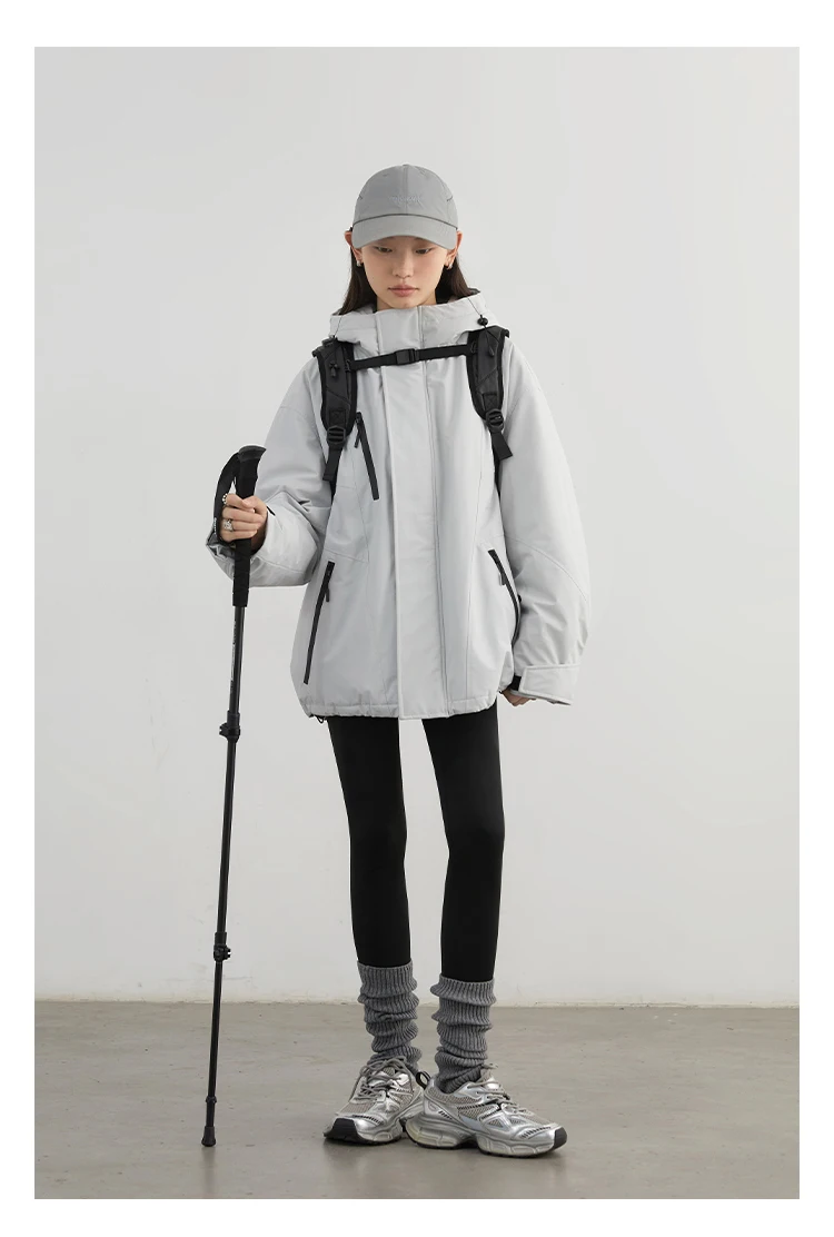 CHIC VEN Women Down Jacket Loose Outdoor Stand Up Collar Hooded 90 White Duck Down Lady Sport Coat Winter 2024 Female Clothing