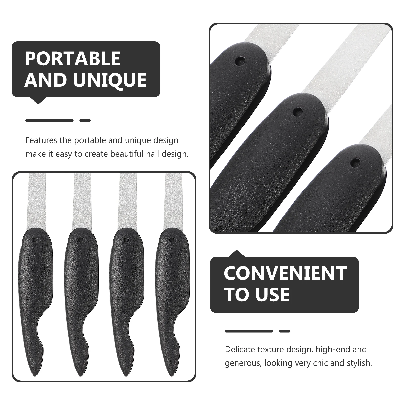 

6pcs Nail Files Black Double-sided Polishing Manicure Tools Durable Portable Curved Finger Nail File for Thick Toenails Small
