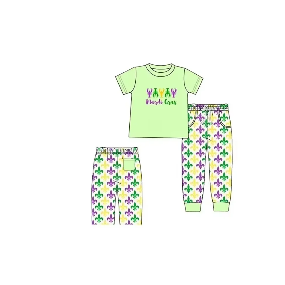 New Children Mardi gras clothing wholesale kids clothes crawfish print boys sets girls ruffle leggings baby rompers
