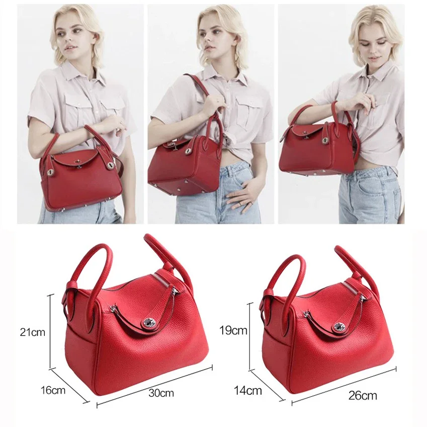 100% bolso Lindi de cuero genuino para mujer, bolso de hombro grande para mujer, bolso lateral bonito para mujer, bolsos de lujo