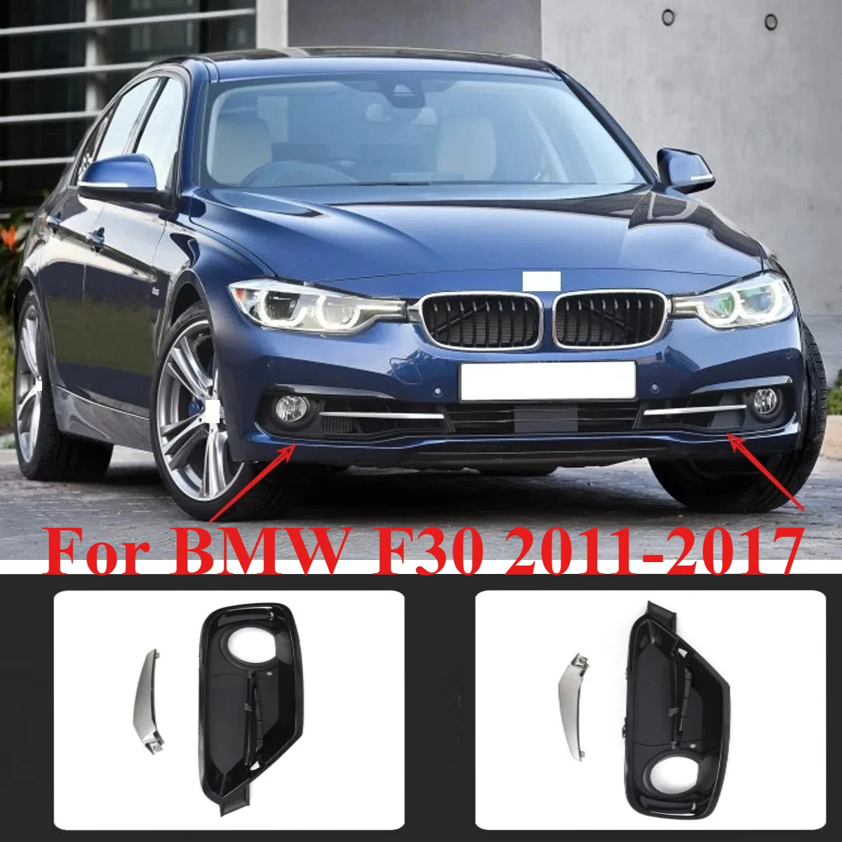 

For BMW 3 Series F30 2011-2017 Front Bumper Fog Light Grille Cover Lower Mesh Trim Without Chrome Molding Foglamp Frame Upgrade