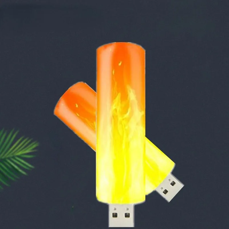 2pcs/4pcs LED USB Atmosphere Light Flame Flashing Candle Lights Book Lamp for Power Bank Camping Lighting Cigarette Light
