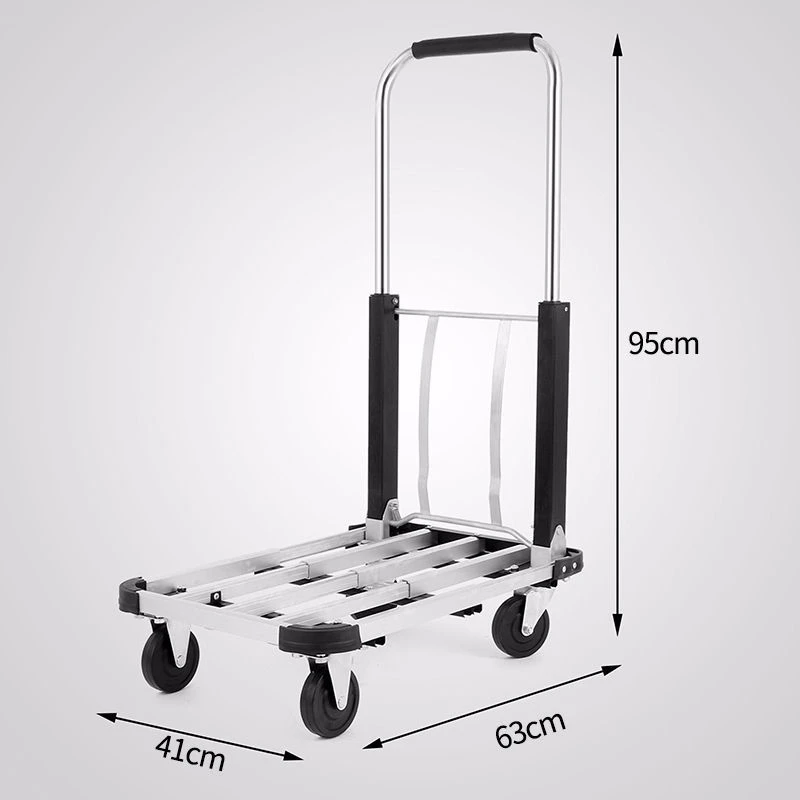 new Household folding flatbed four-wheeled mute trolley portable trolley luggage cart pull truck trailer truck