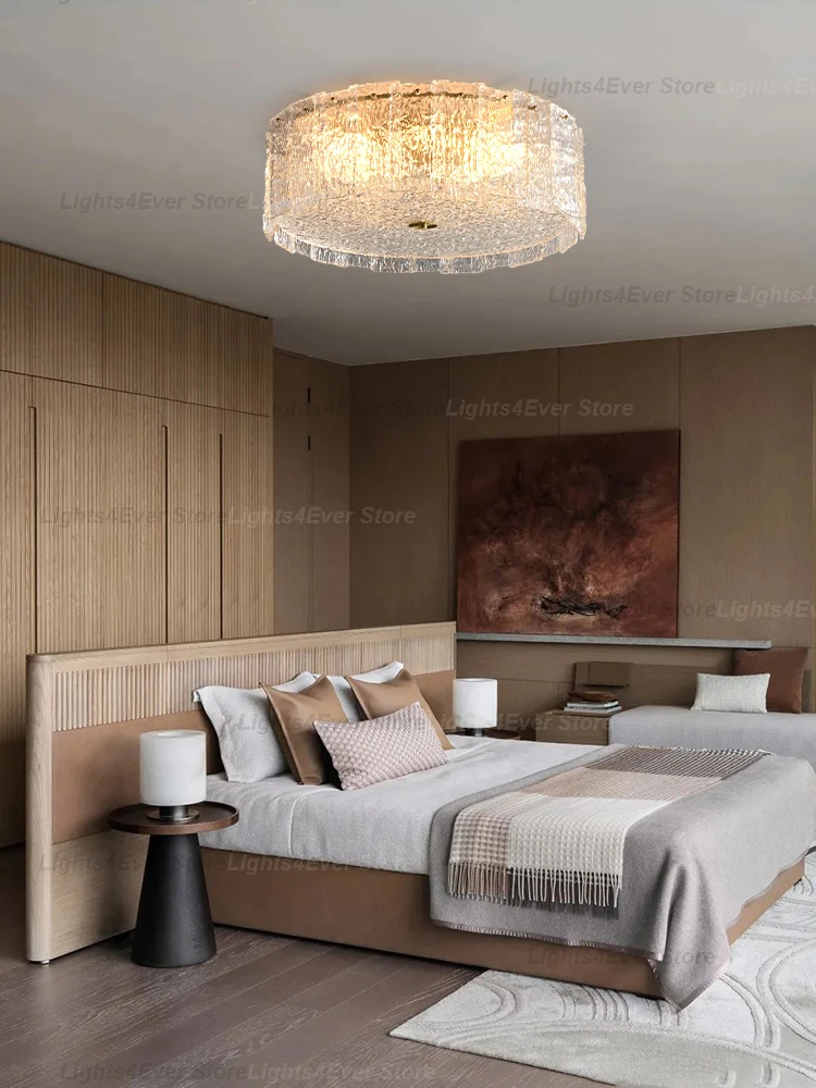 Modern Chic Design Elegant Texture Glass Ceiling Light Home-appliance Elegant Home Decor LED Dimmable Main Lamp For Living Room