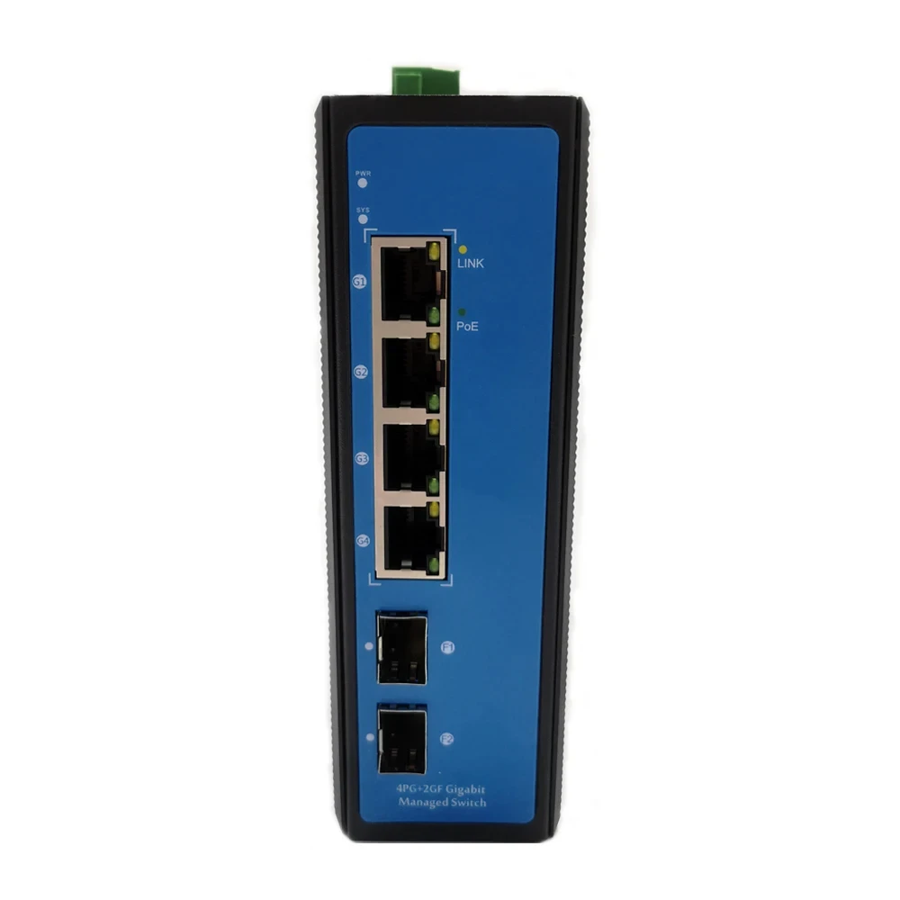 

Managed Industrial PoE Switch Gigabit 4 port POE with 2 SFP port Standard IEEE802.3af/at BT Industrial switch