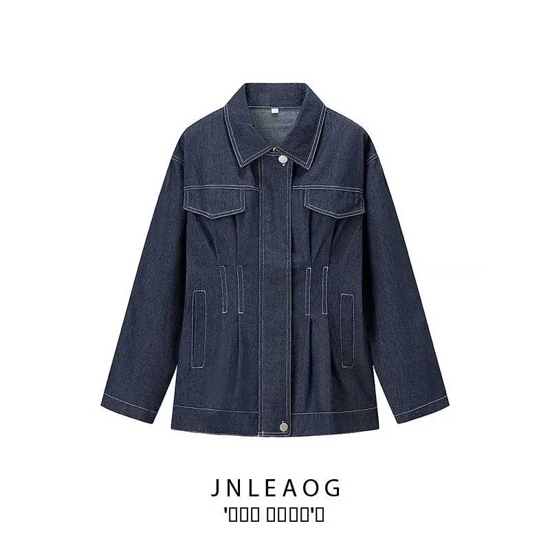 

JNLEAOG Women's Faionable Single-Button Denim Jaet Autumn New Sle Design Sensation European Sle Polyester Fiber