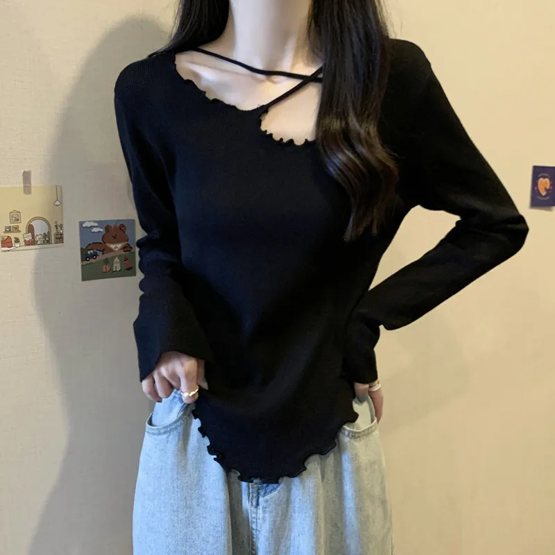 Fashion Loose V-neck Twisted Knit Sweater Pullover Women 2023 Winter Solid Thicken Long Sleeve Tops Casual Stylish Chic Jumper