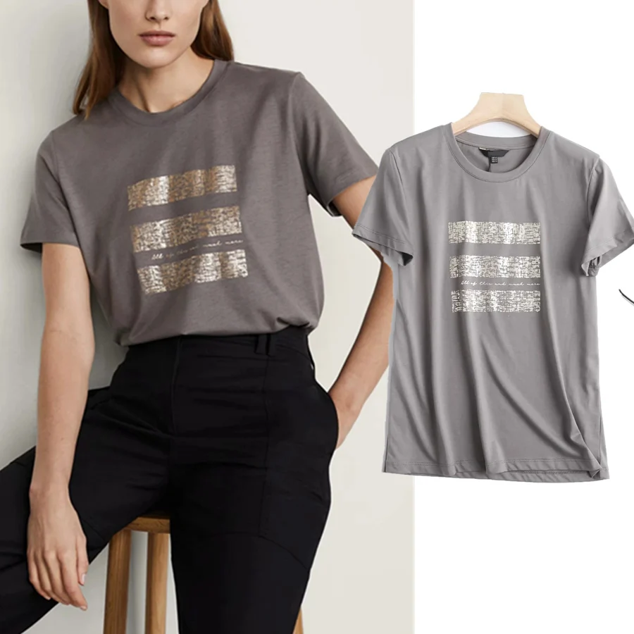 

Jenny&Dave England Style Vintage Letter Print O-neck Cotton Summer T Shirt Women Camisetas Verano Mujer 2022Tops Harajuku Tshirt