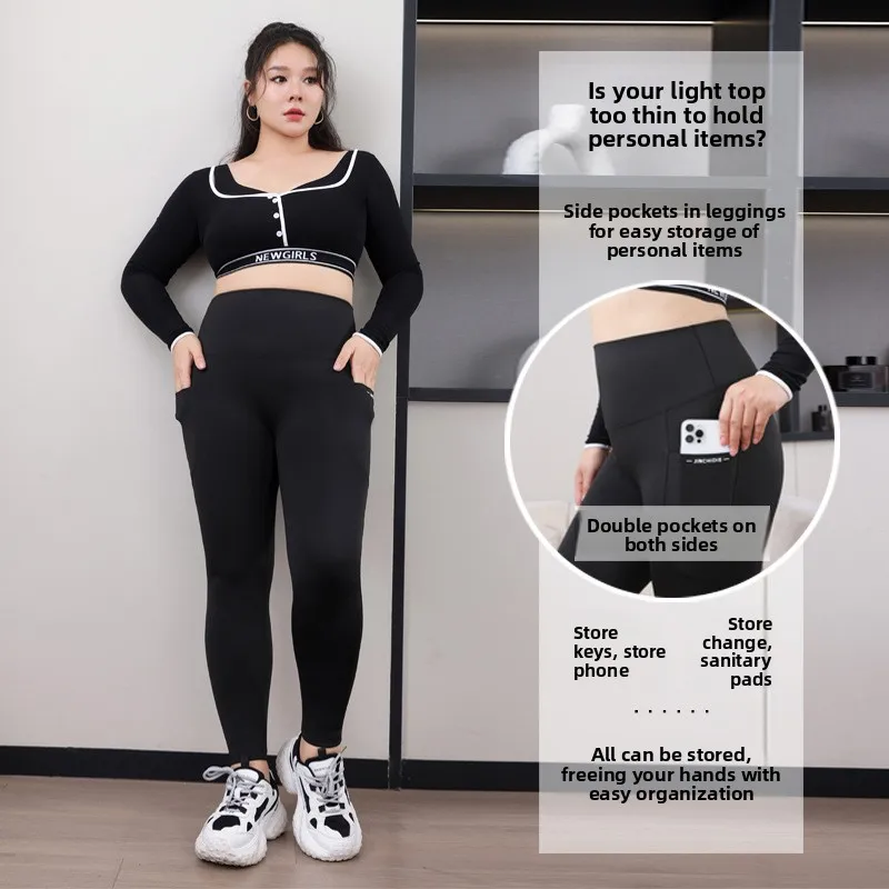 plus Size Yoga Pants Women Fce Lined High Waist Thiened Sports Fitn Qui Dry Boting Trousers Nine Points Pants