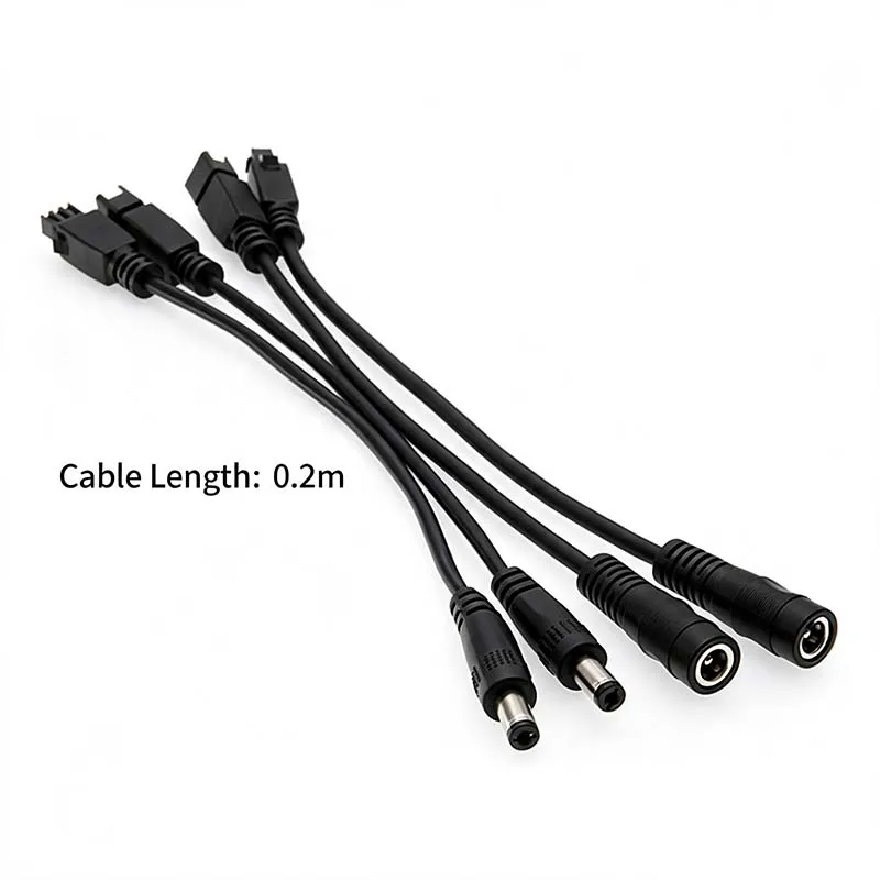 5PCS SM3P Hollow Male to DC 5.5×2.1 Male Light Source Extension Cable; DC5521 Female to SM3P 2-Pin Female Adapter