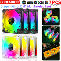1-7PC COOLMOON 120mm RGB Computer Chassis Cooling Fan 12V 4PIN Adjustable Silent ARGB PC Case Heatsink 5V DC Cooler Fan Radiator