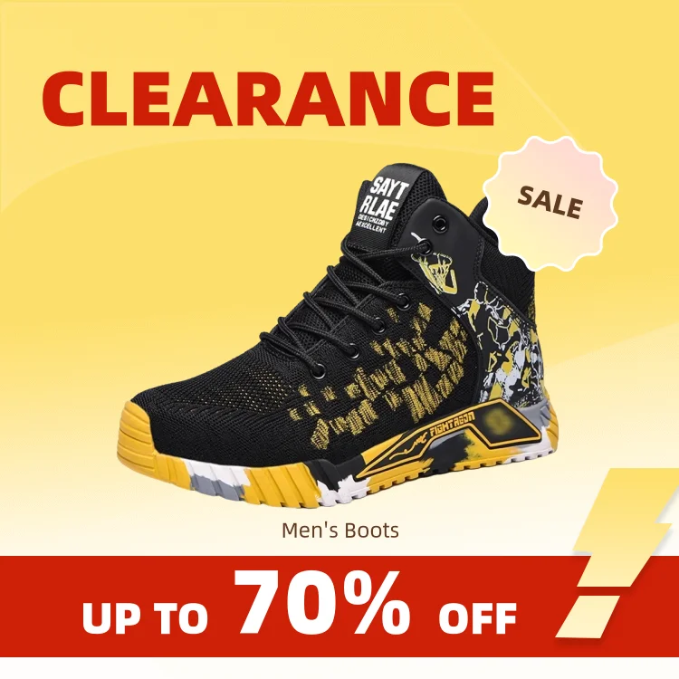 Clearance_High Top Safety Shoes For Men's Work Safety Boots Anti Impact And Anti Puncture Work Sports Shoes, Not Wasily Damaged 