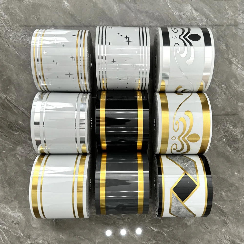 1 roll, 197 inches x 3.94 inches, large roll thickened version, European-style marble tile panel wallpaper, self-adhesive PVC br