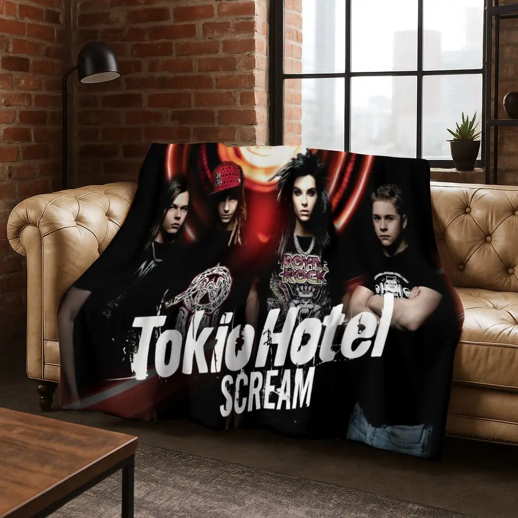 Fashion Rock Music Tokio Hotel Bill Tom Kaulitz Art Flannel Blanket,Cozy Soft Throw Blanket for Home Bedroom Bed Sofa Cover Gift