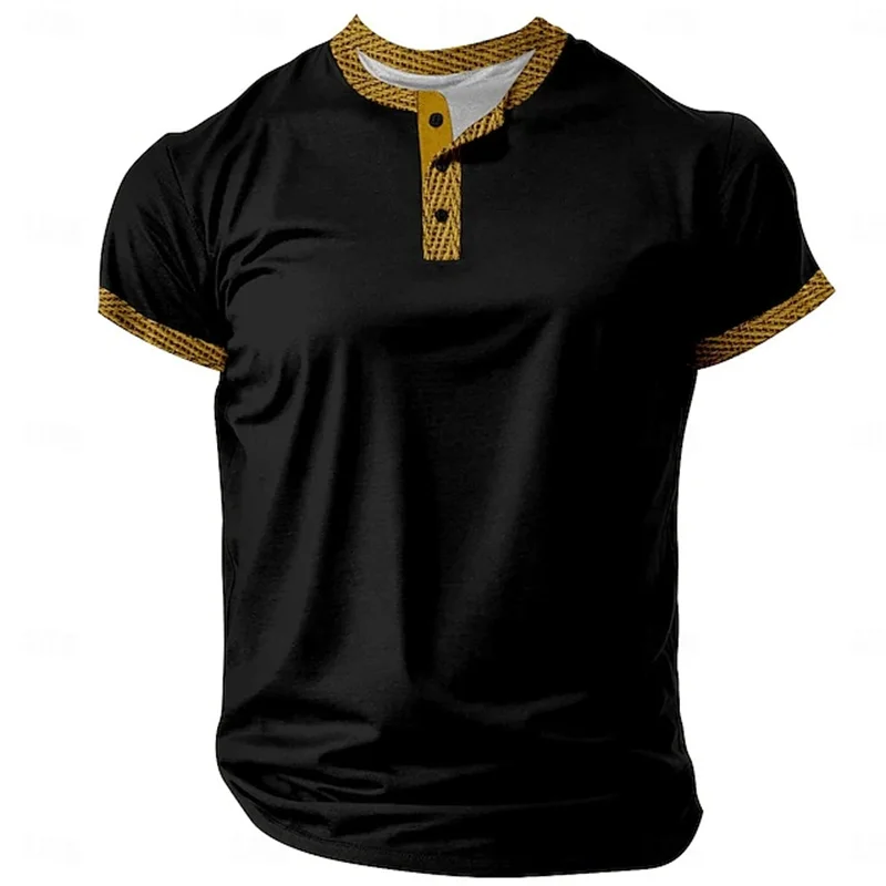 Sommer Herren Pullover Boutique Farbverlauf Bedruckt Atmungsaktiv Knopfleiste Pullover Herrenbekleidung 3D Waffel Kurzarm Mode-Oberteil – Detail 19